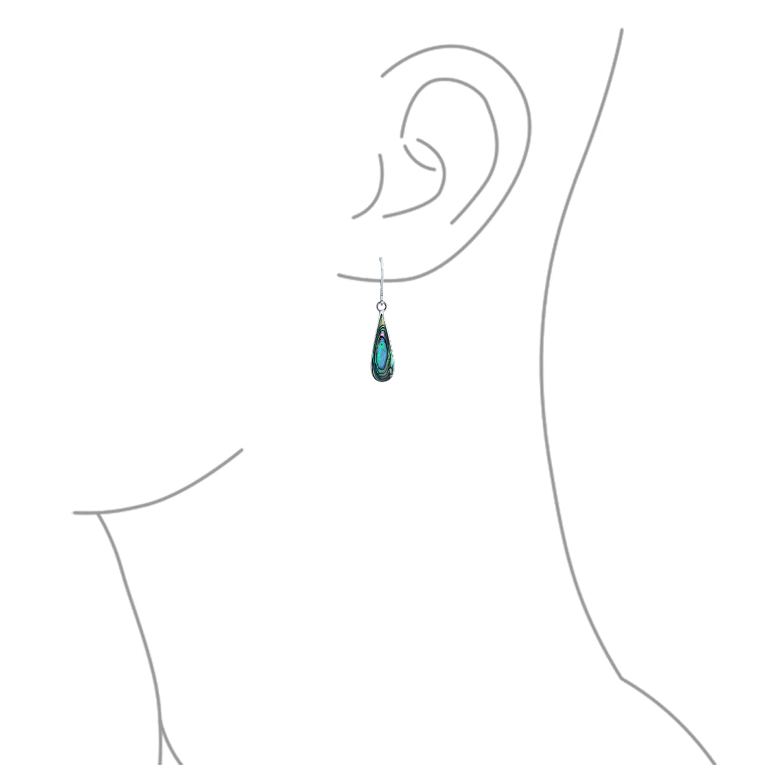 Geometric Iridescent Abalone Shell Teardrop Dangle Earrings in Sterling Silver