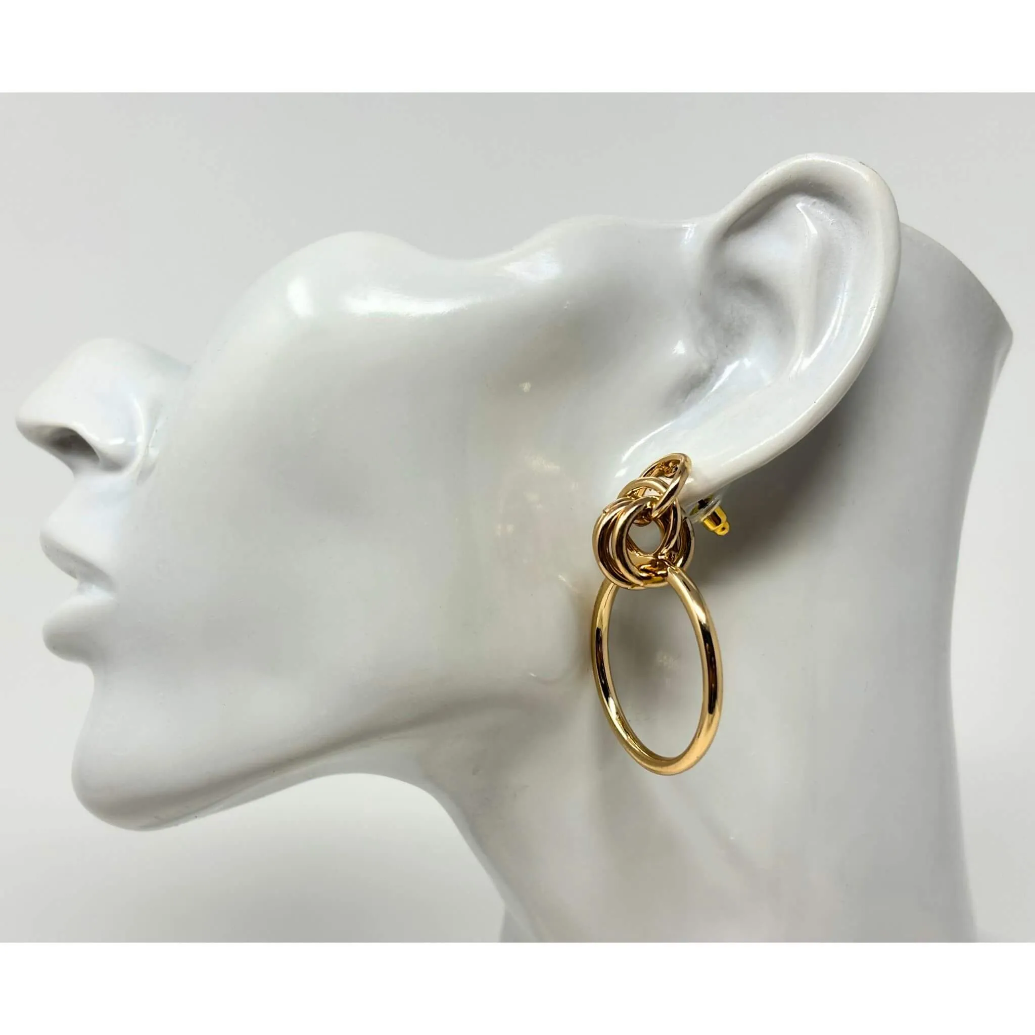 Geometric Multi Circle Hoop Stud Earrings