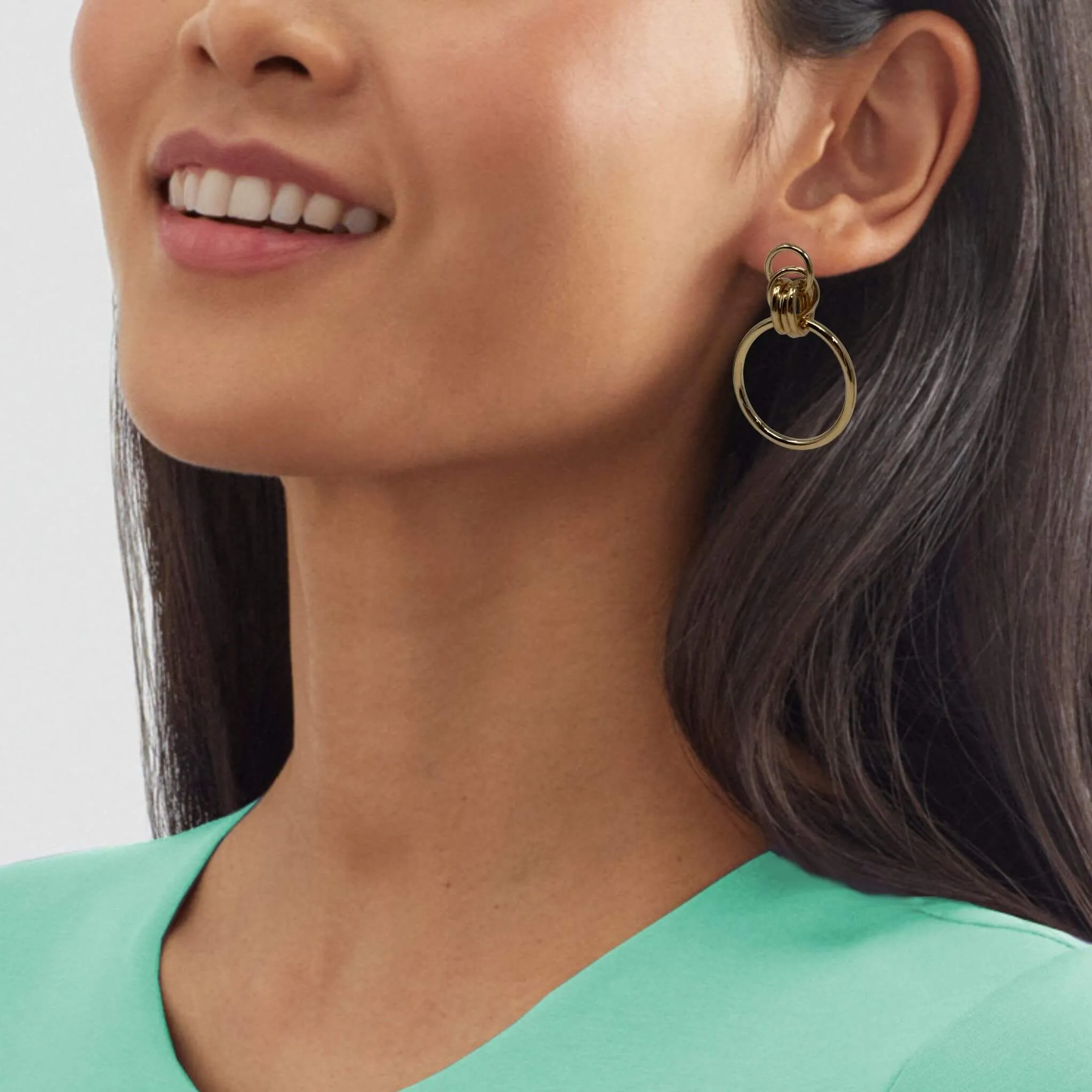 Geometric Multi Circle Hoop Stud Earrings