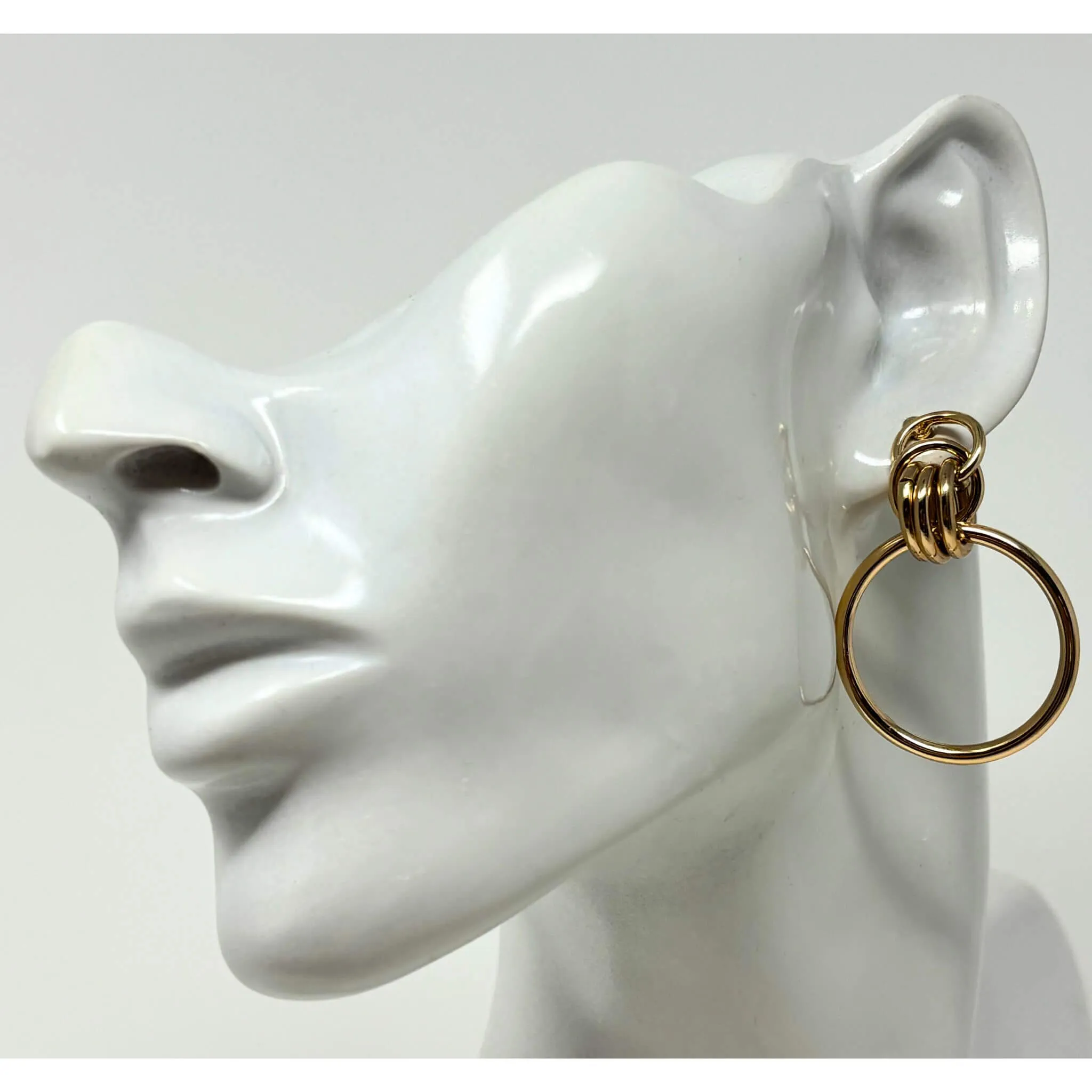 Geometric Multi Circle Hoop Stud Earrings