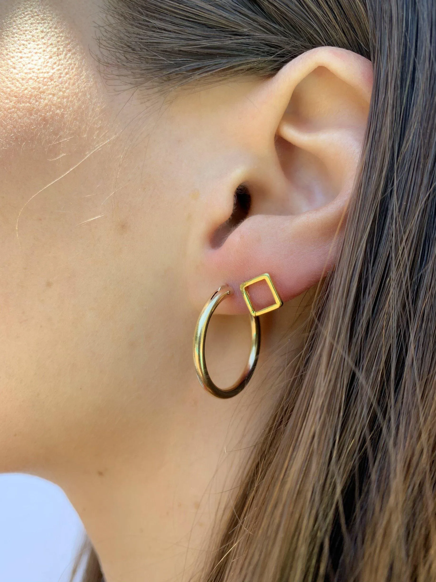 Geometric Square Studs in Gold