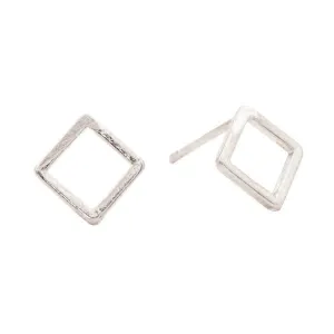 Geometric Square Studs in Silver