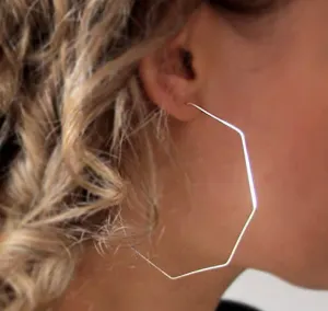 Geometric Sterling Silver Hoops - Polygon Hoop Earrings
