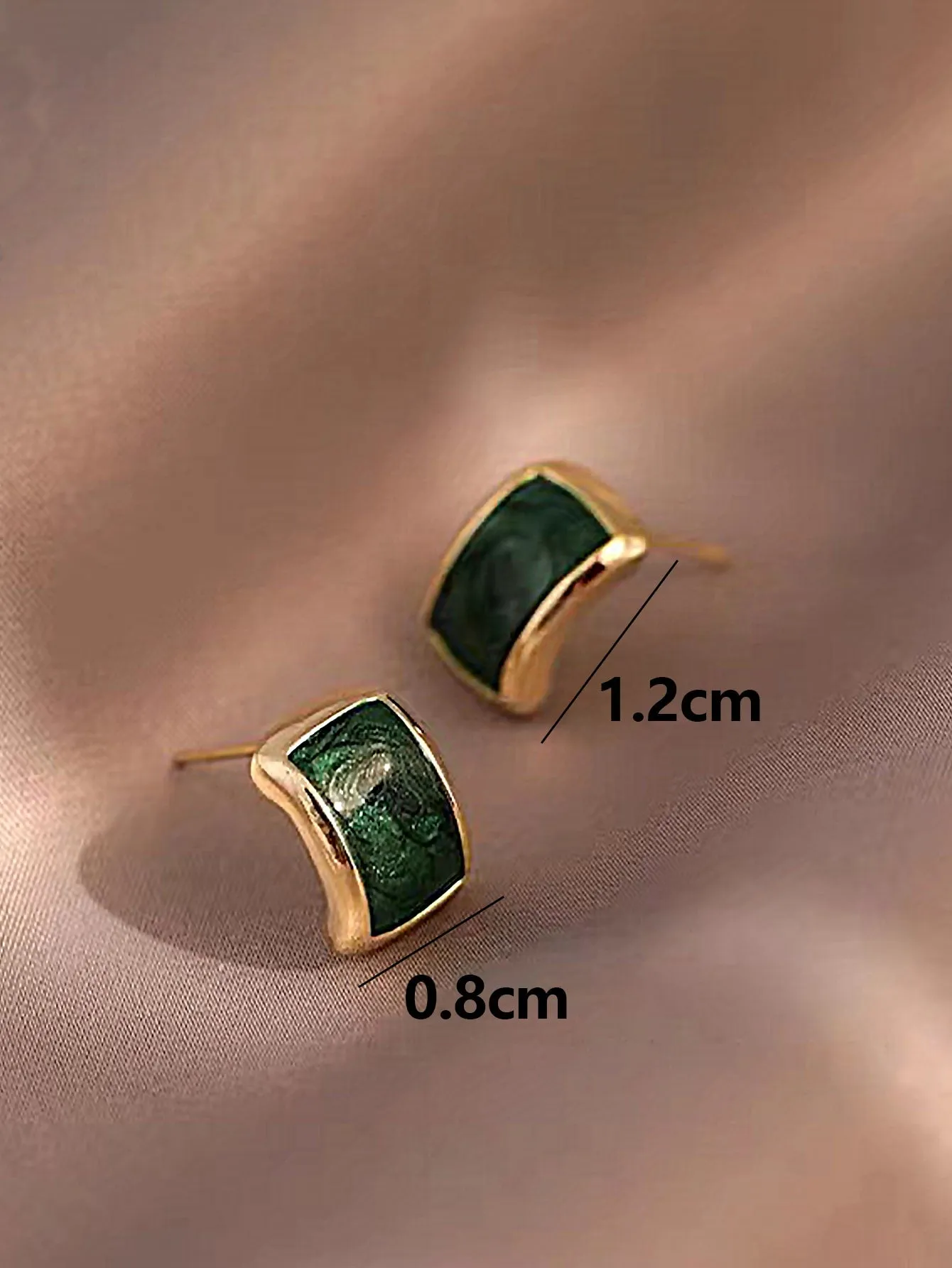 Geometric Stud Earrings - Green