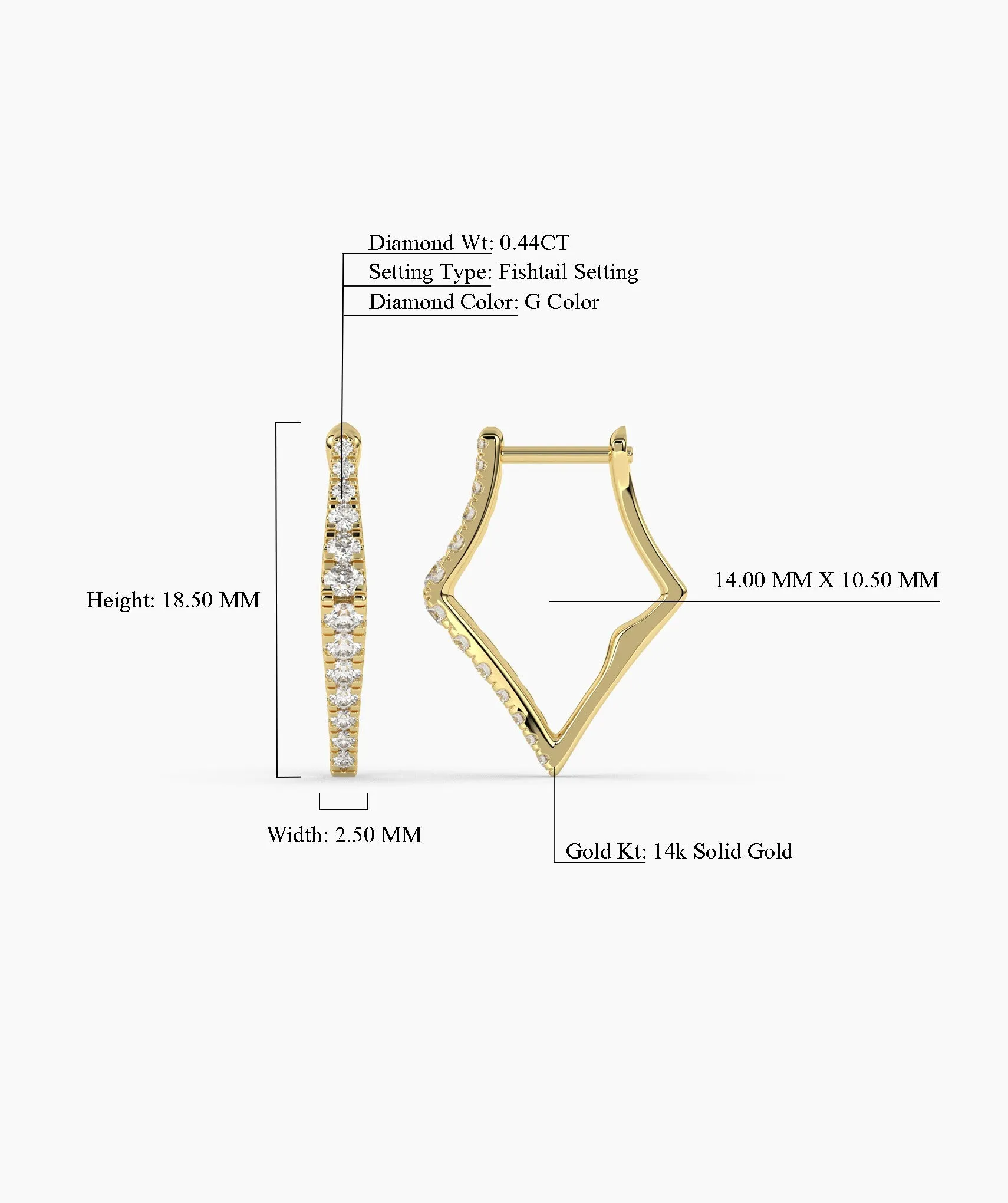 Geometric Zigzag Diamond Hoops
