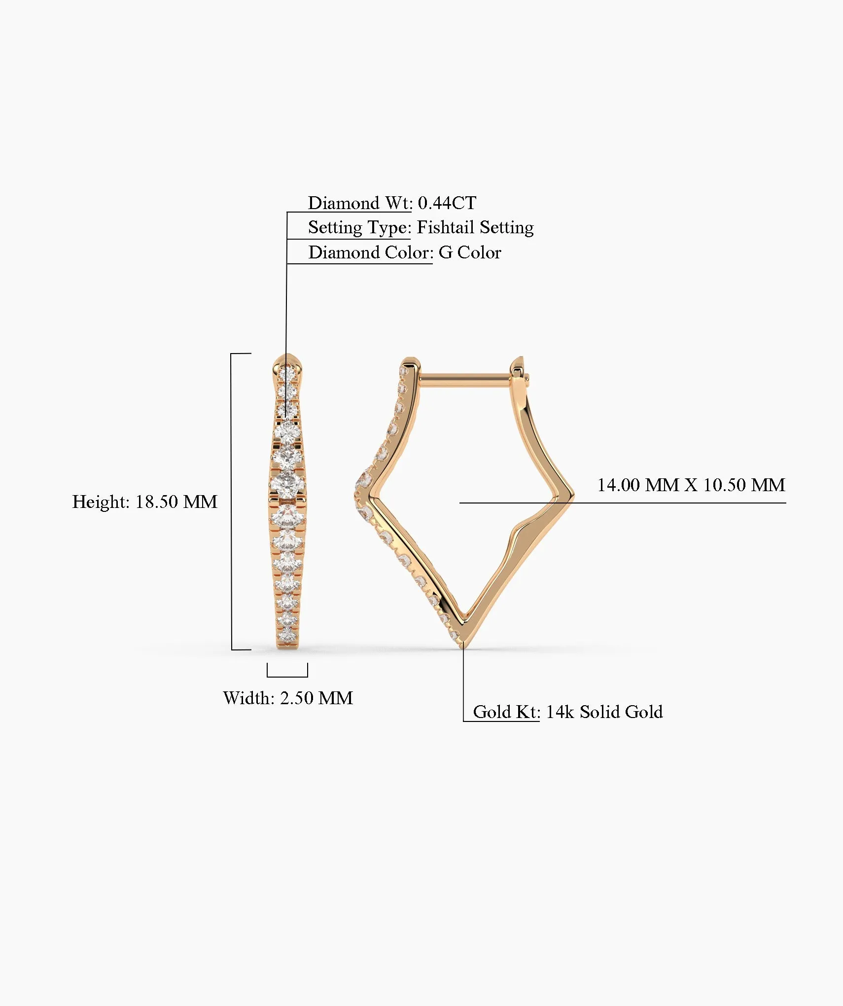 Geometric Zigzag Diamond Hoops