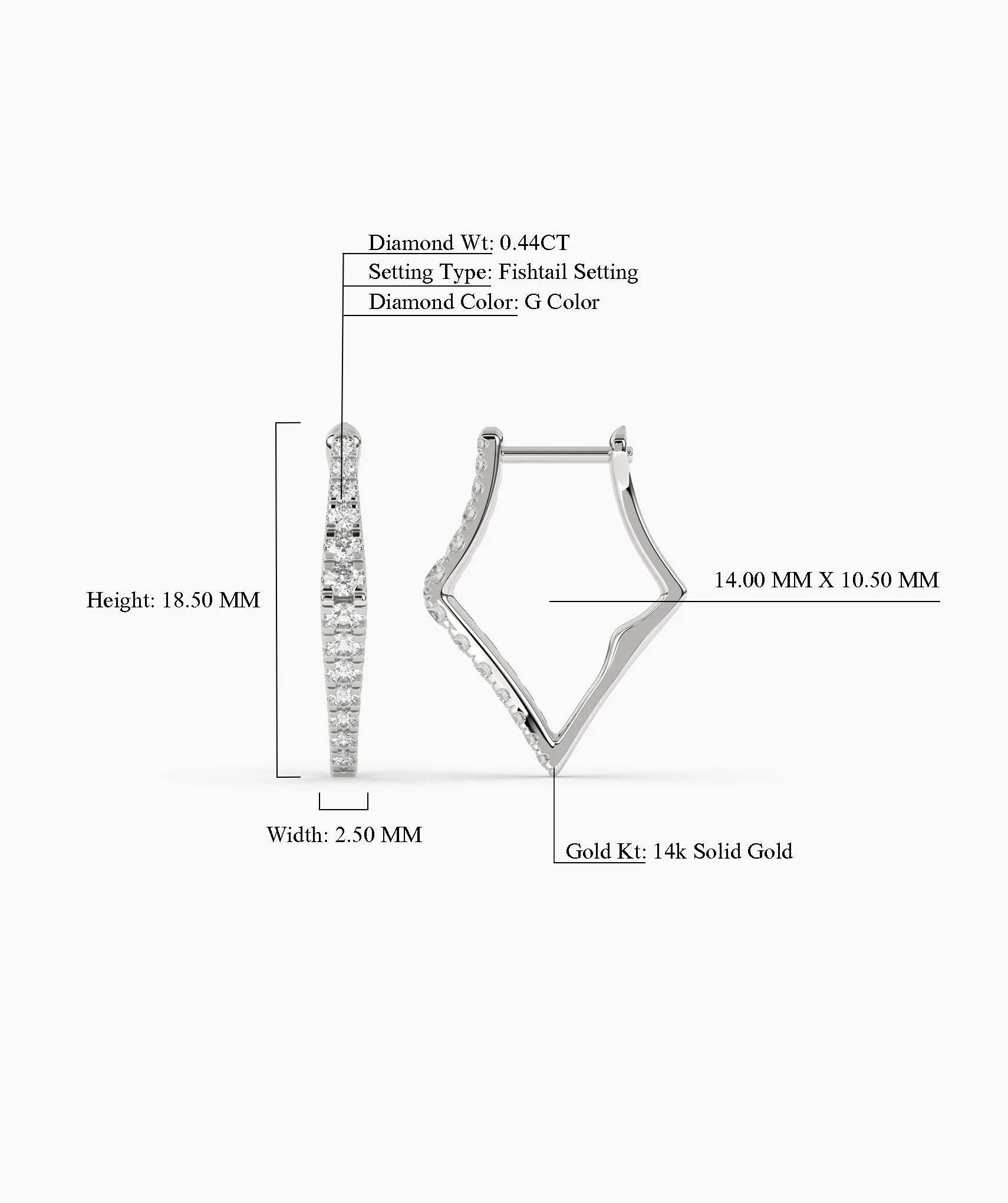 Geometric Zigzag Diamond Hoops