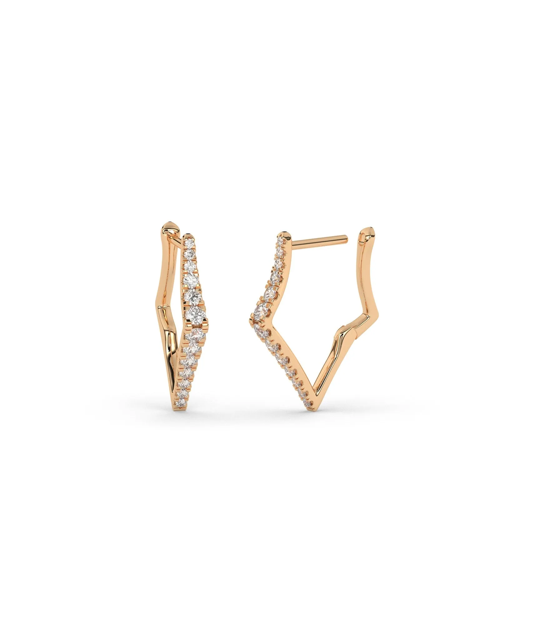 Geometric Zigzag Diamond Hoops