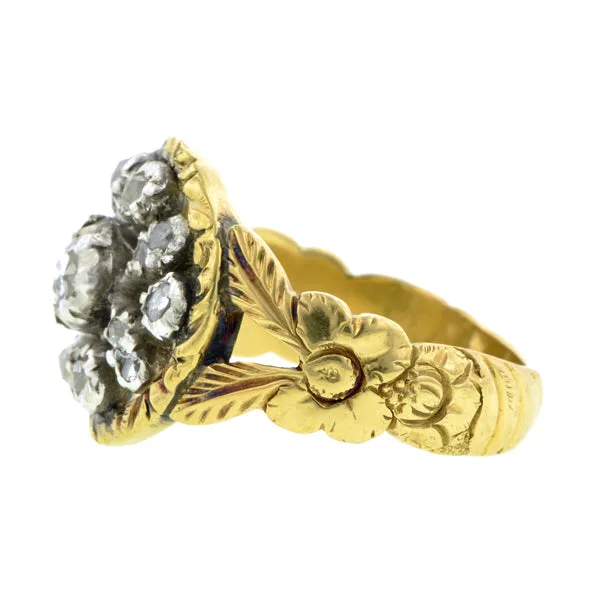 Georgian Rose Cut Diamond Cluster Ring