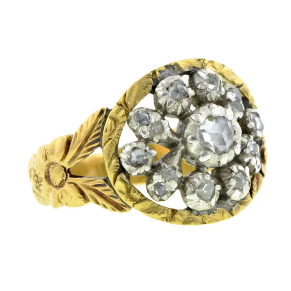Georgian Rose Cut Diamond Cluster Ring