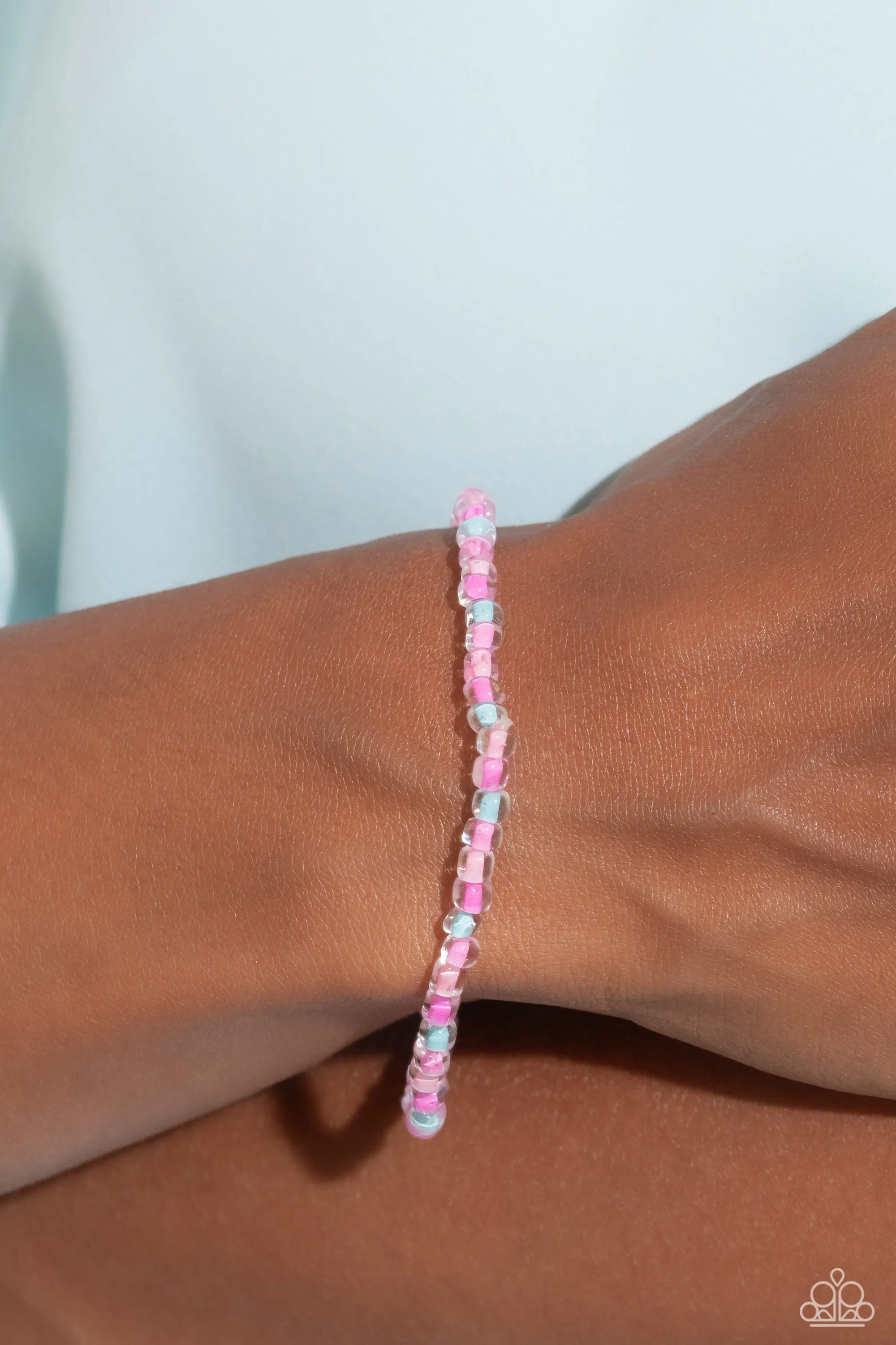 GLASS is in Session - Pink - Blue, and Purple Bead Paparazzi Stretchy Bracelet