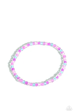 GLASS is in Session - Pink - Blue, and Purple Bead Paparazzi Stretchy Bracelet