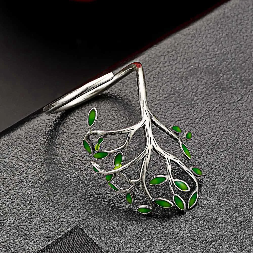 Glaze Leaves Open Rings For Women