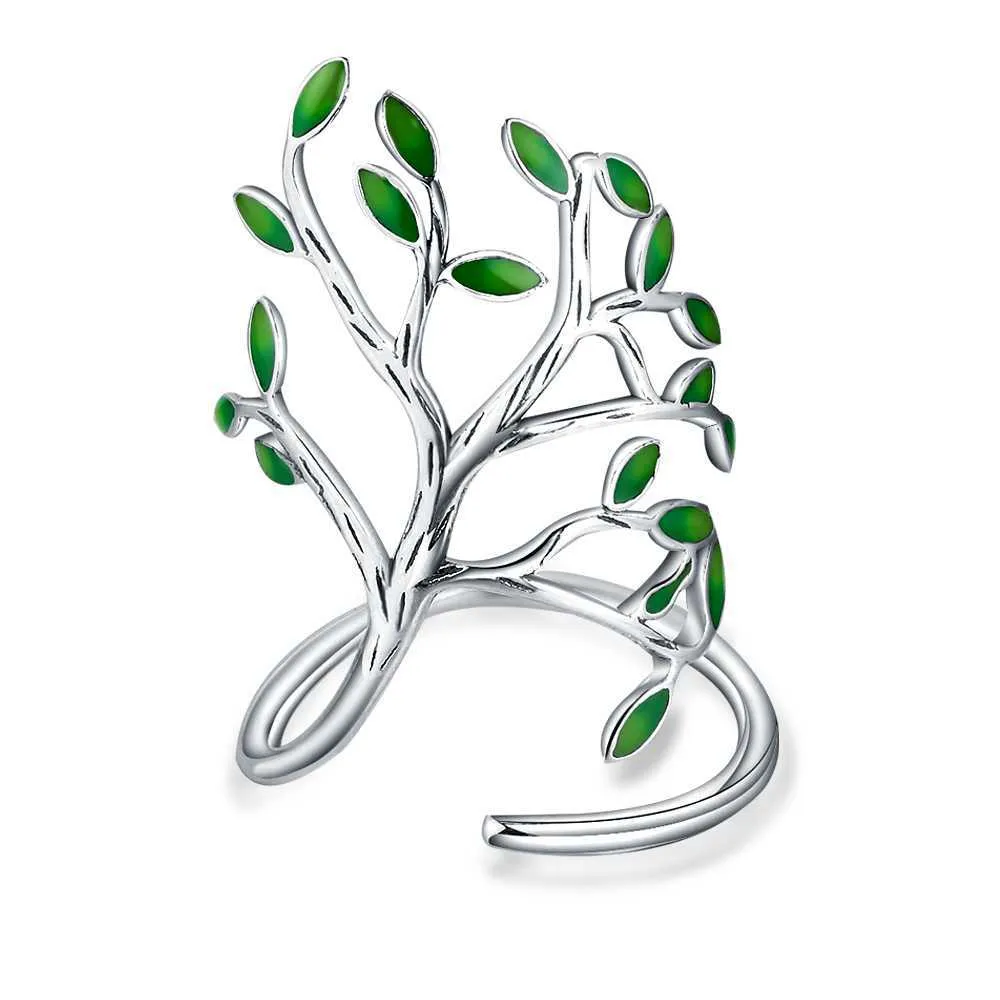 Glaze Leaves Open Rings For Women