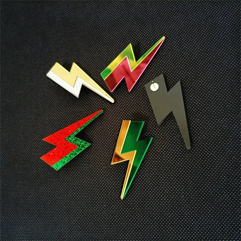 Glitter Lightning Acrylic Stud Earrings For Women Multicolor Jewelry Mirror Trendy Fashion Summer Classic Accessories