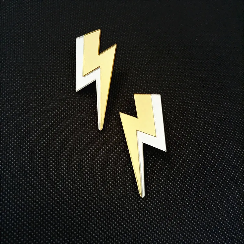 Glitter Lightning Acrylic Stud Earrings For Women Multicolor Jewelry Mirror Trendy Fashion Summer Classic Accessories