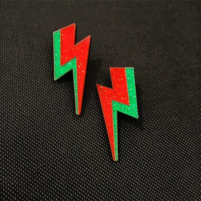 Glitter Lightning Acrylic Stud Earrings For Women Multicolor Jewelry Mirror Trendy Fashion Summer Classic Accessories