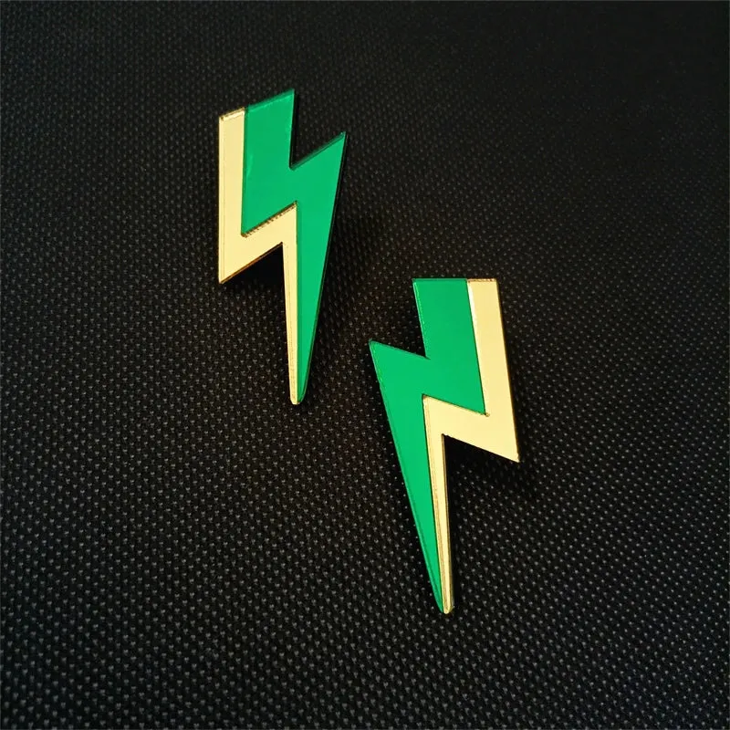 Glitter Lightning Acrylic Stud Earrings For Women Multicolor Jewelry Mirror Trendy Fashion Summer Classic Accessories