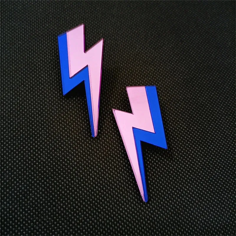 Glitter Lightning Acrylic Stud Earrings For Women Multicolor Jewelry Mirror Trendy Fashion Summer Classic Accessories