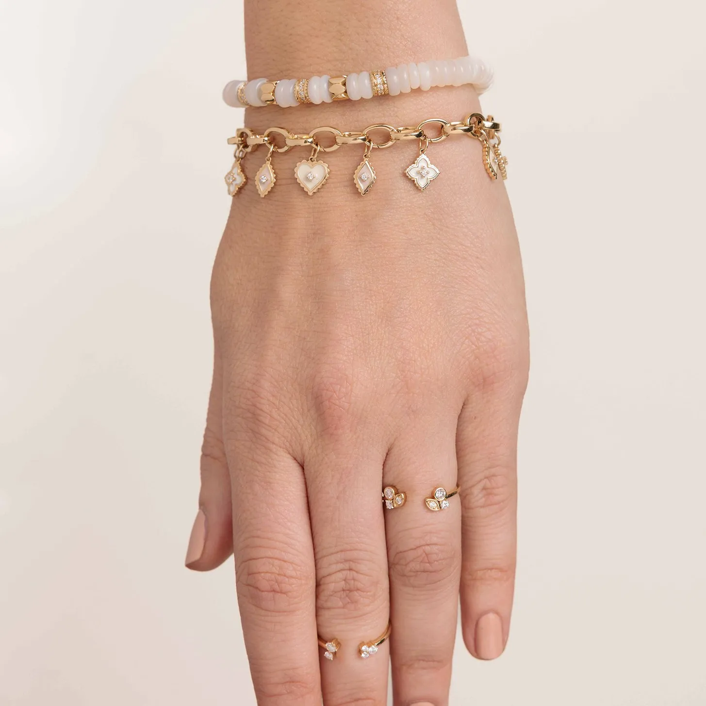 Gold & Diamond Marquise Eye Cluster Open Ring