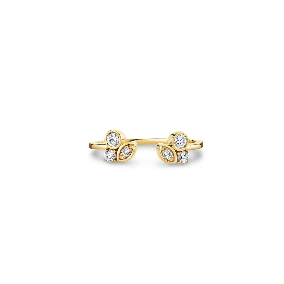 Gold & Diamond Marquise Eye Cluster Open Ring