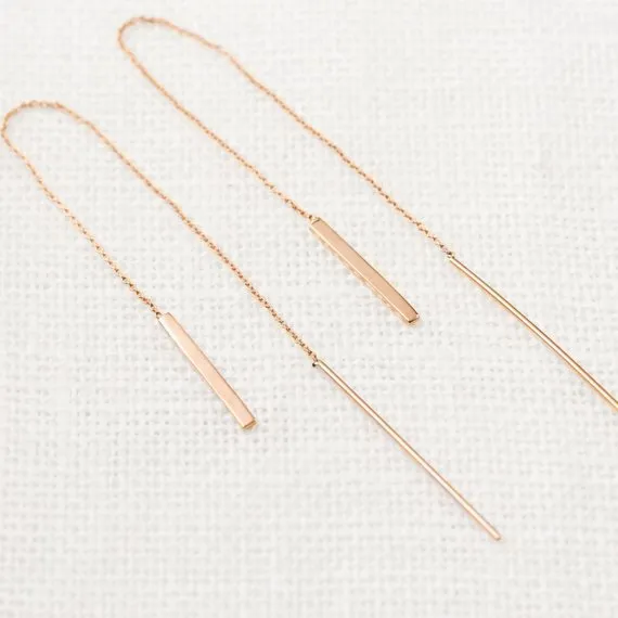 Gold Bar Threader Earrings