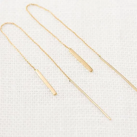 Gold Bar Threader Earrings