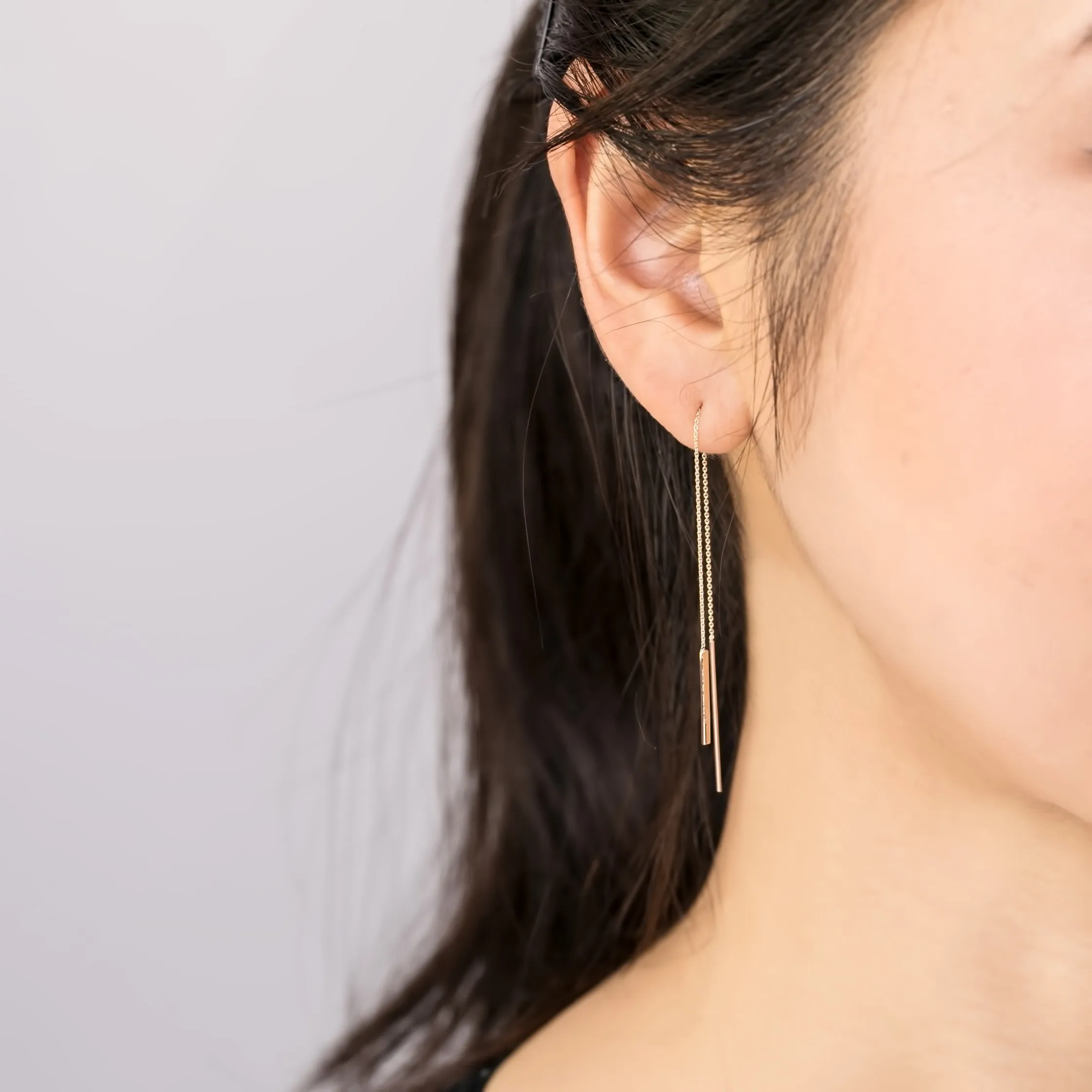 Gold Bar Threader Earrings