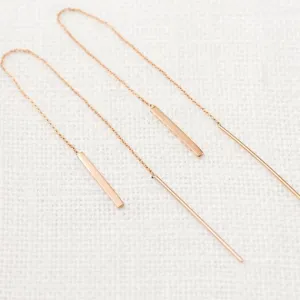 Gold Bar Threader Earrings