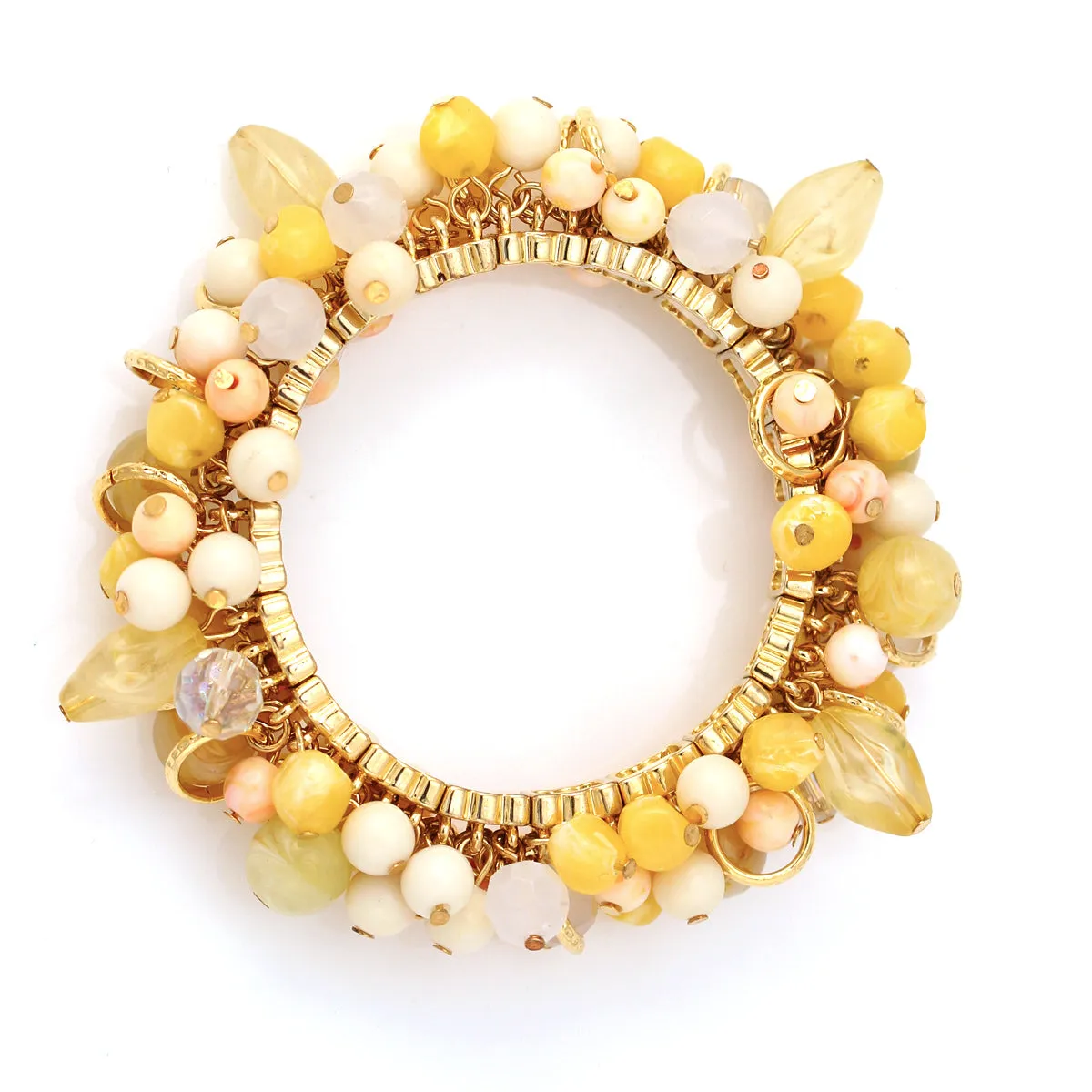 GOLD CREAM BEADS STRETCH BRACELET #B5271 ASST (th show room)