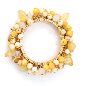 GOLD CREAM BEADS STRETCH BRACELET #B5271 ASST (th show room)