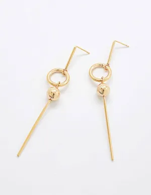 Gold Geometric Circle Drop Earrings