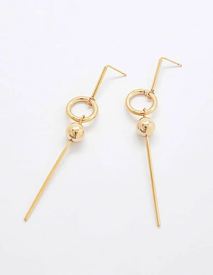 Gold Geometric Circle Drop Earrings