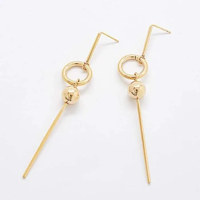 Gold Geometric Circle Drop Earrings