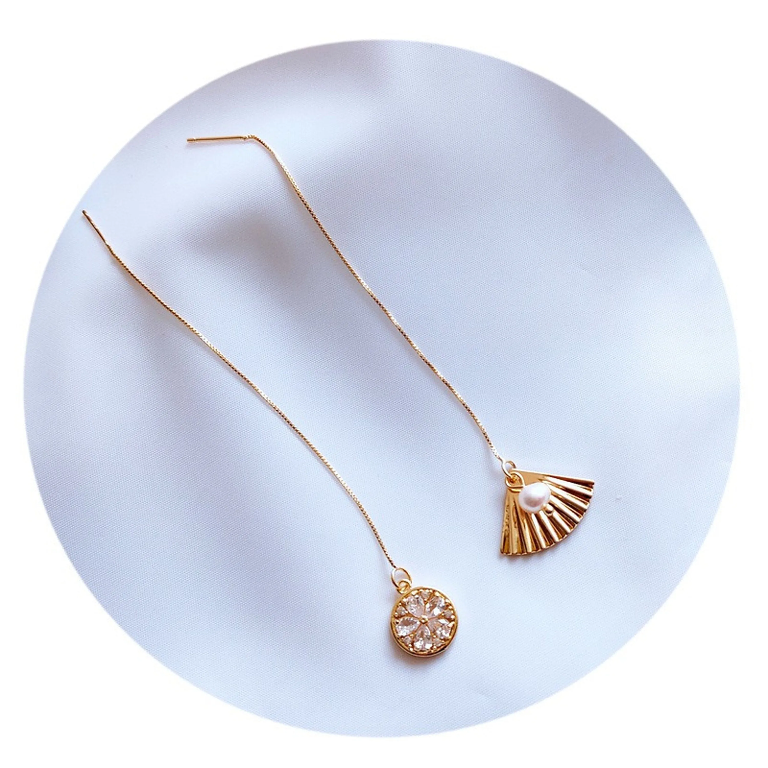 Gold Ginkgo Leaf Threader Earrings