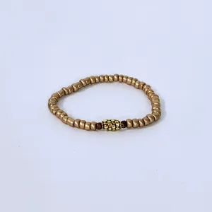 Gold Glass Beads With Center Piece Bracelet | ALPHONSINA