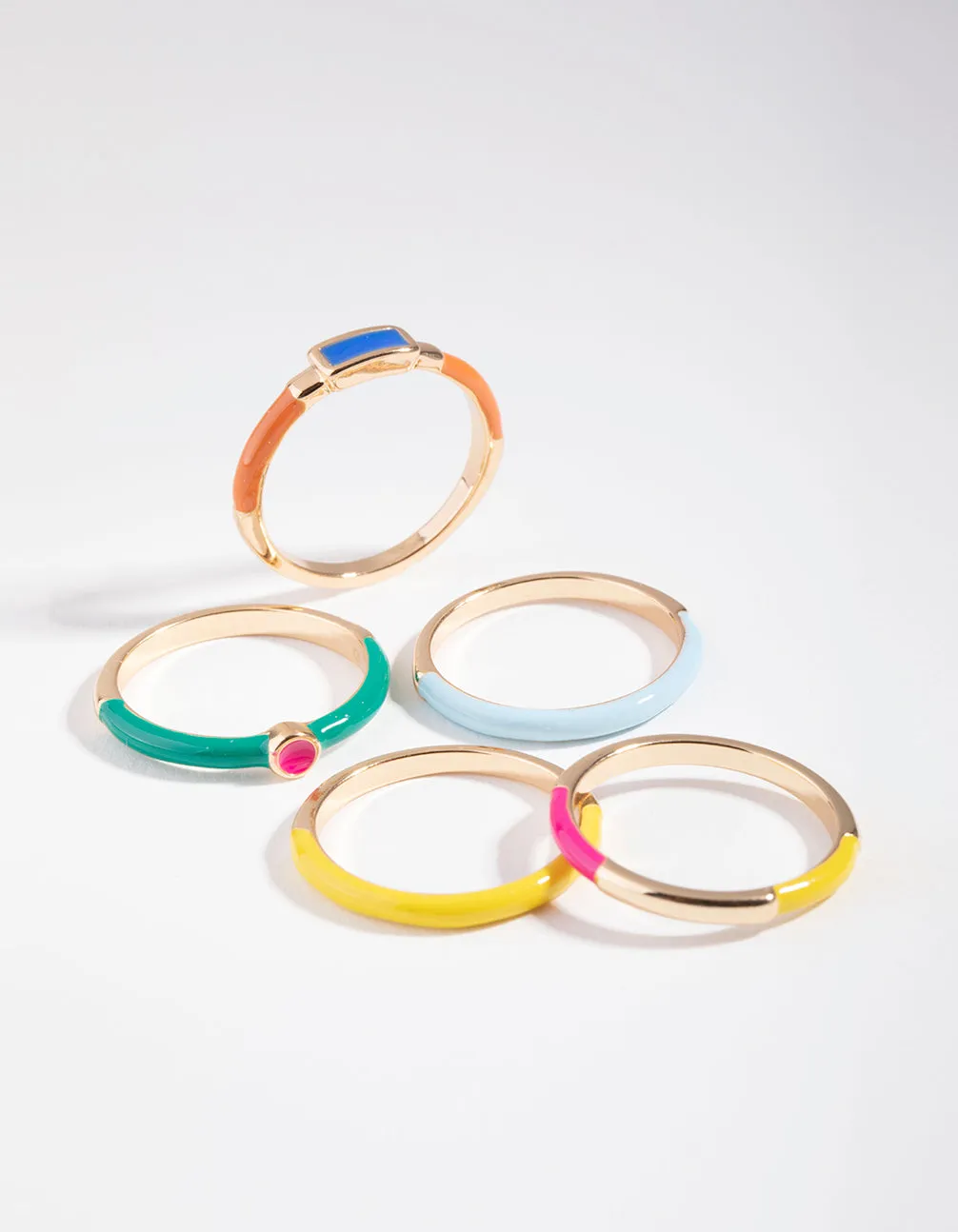 Gold Matte Bright 5-Pack Ring Set