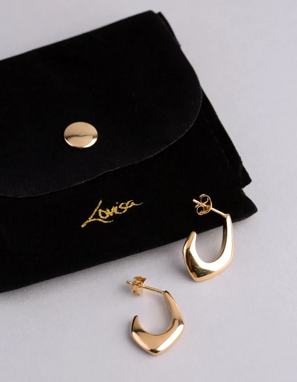 Gold Plated Sterling Silver Small Geo Open Hoop Earrings