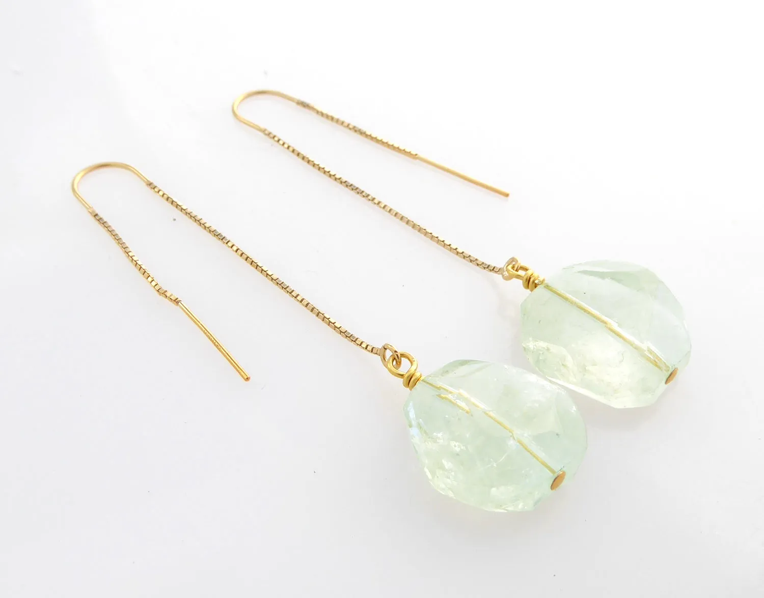 Green amethyst threader earrings