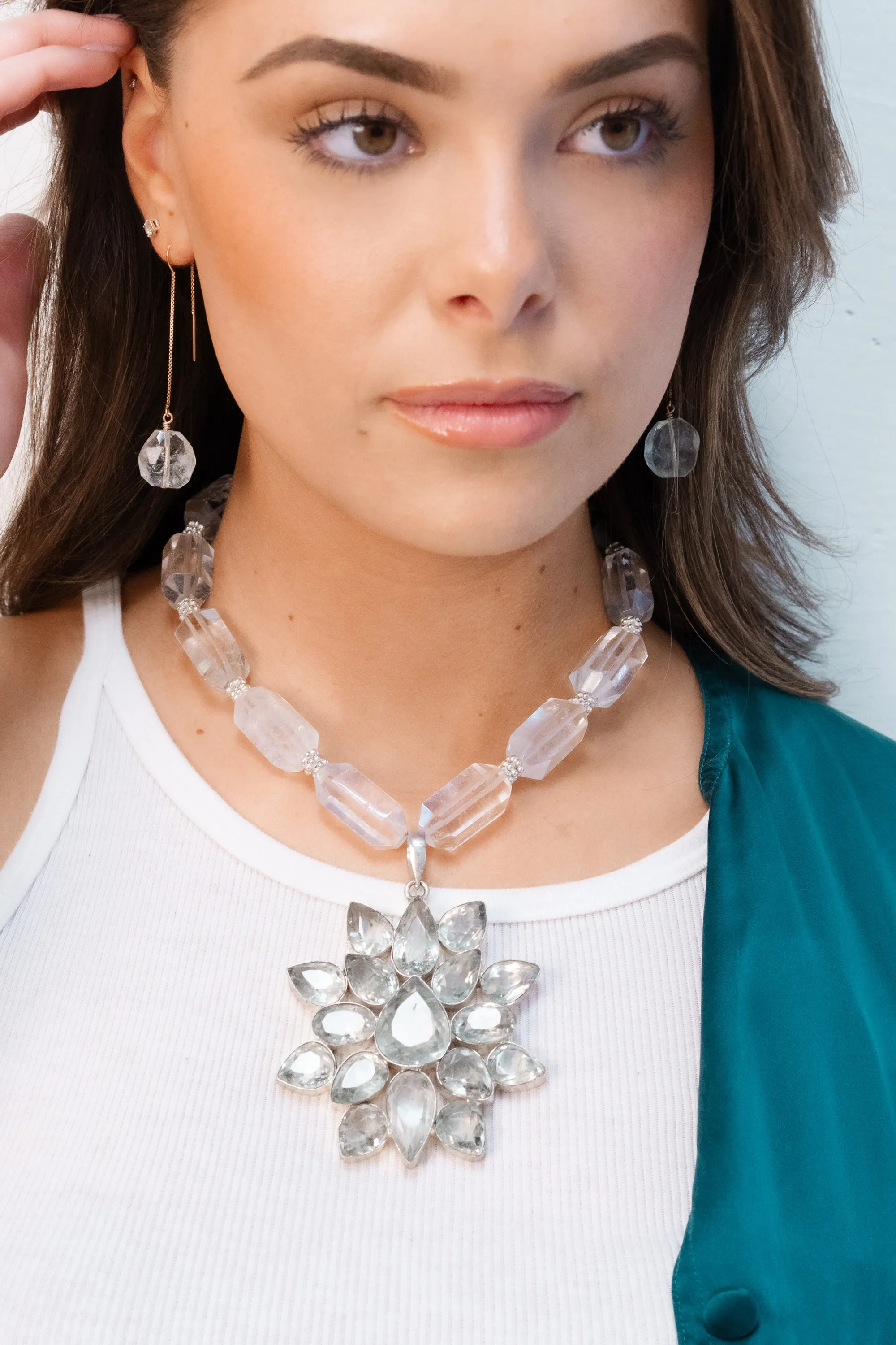 Green amethyst threader earrings