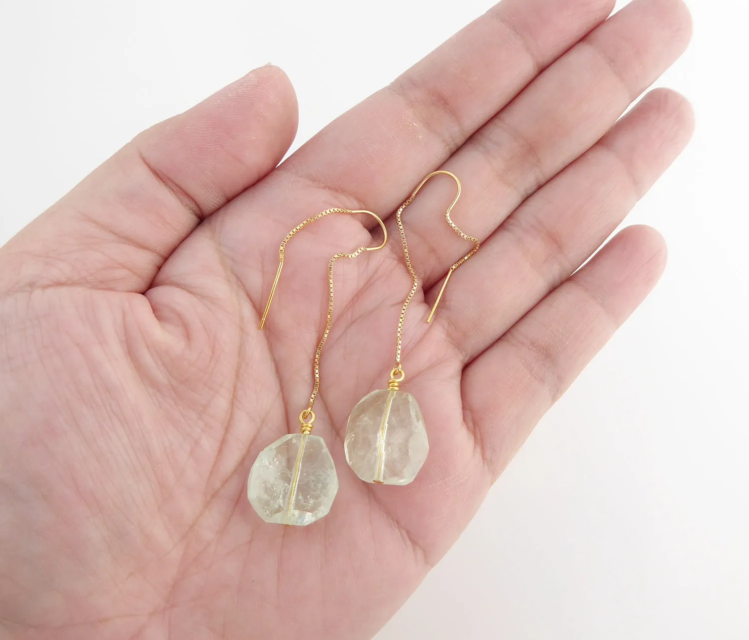 Green amethyst threader earrings