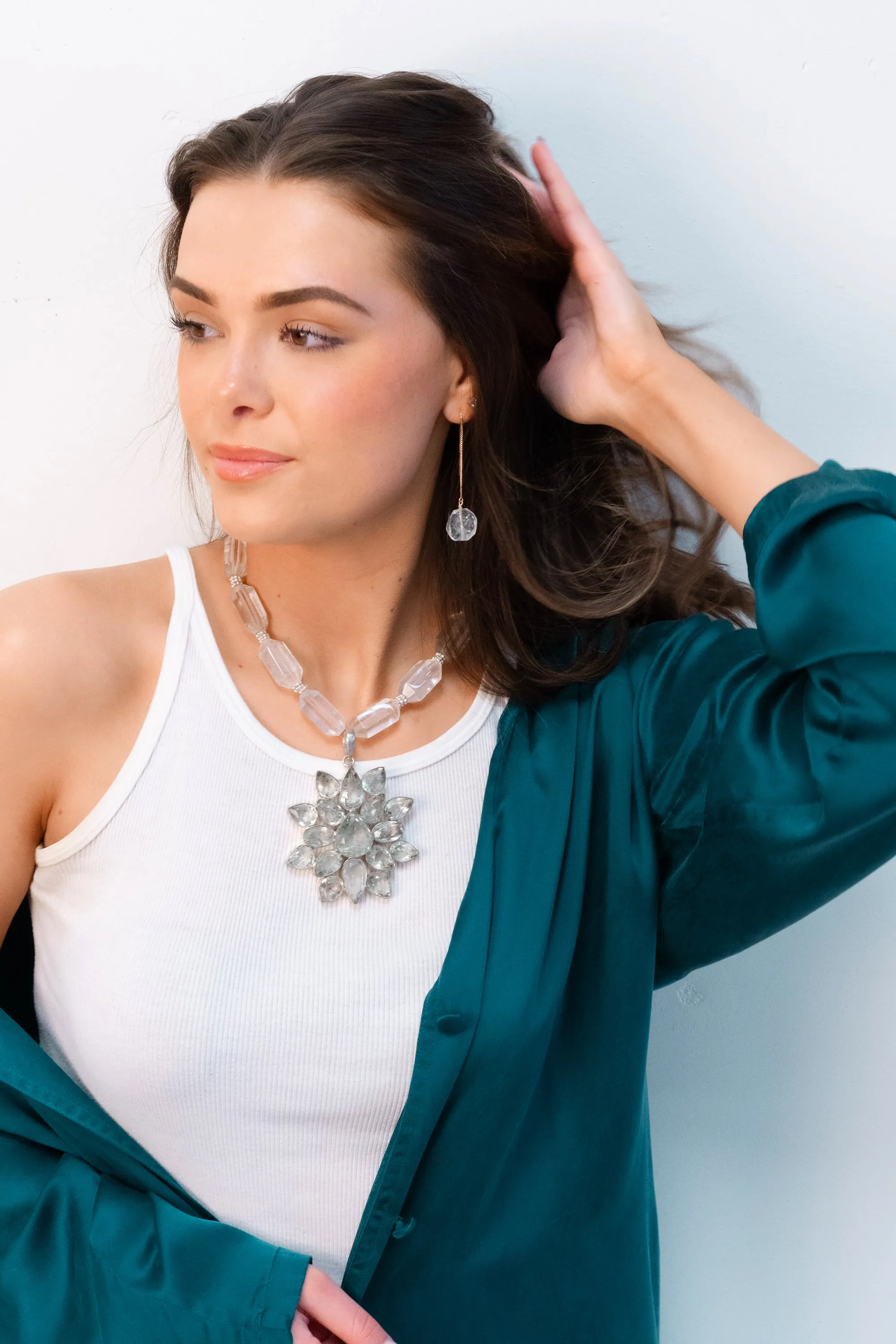 Green amethyst threader earrings