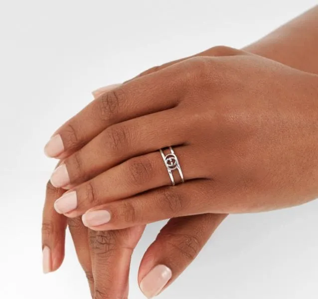 Gucci Sterling Open GG 6mm Ring Size 6.5