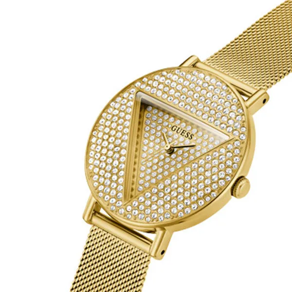 Guess Iconic Gold Mesh Bracelet Gold Dial Quartz Watch for Ladies - GW0477L2