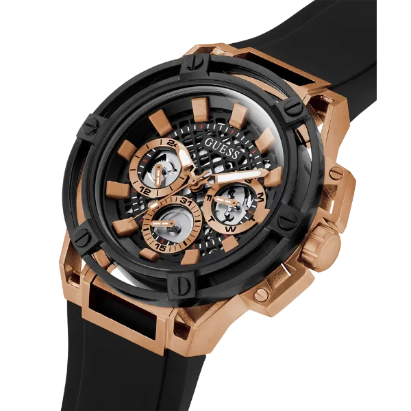Guess Matrix Black Silicone Strap Black Dial Quartz Watch for Gents - GW0423G5