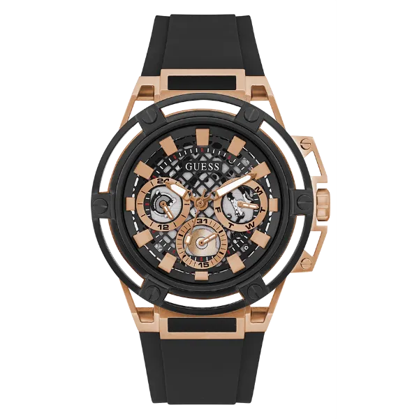 Guess Matrix Black Silicone Strap Black Dial Quartz Watch for Gents - GW0423G5