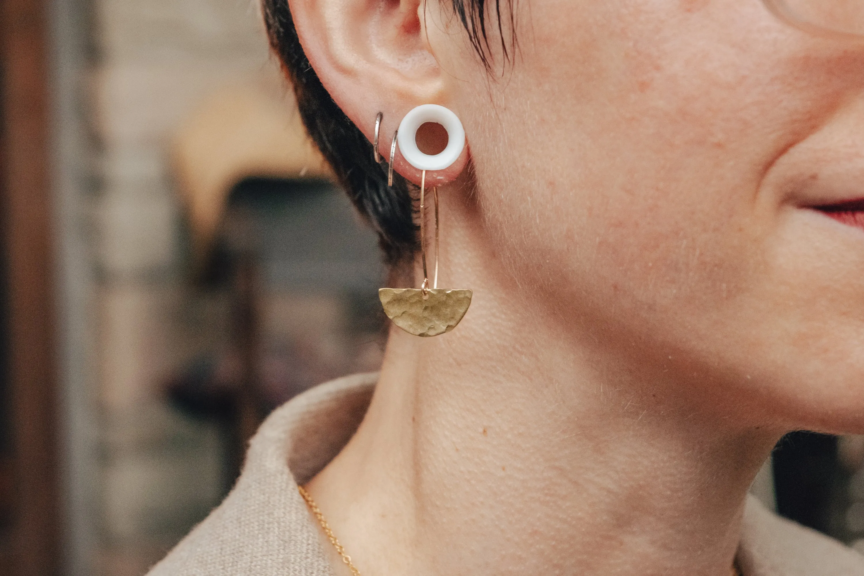 Half Moon Threader Earrings