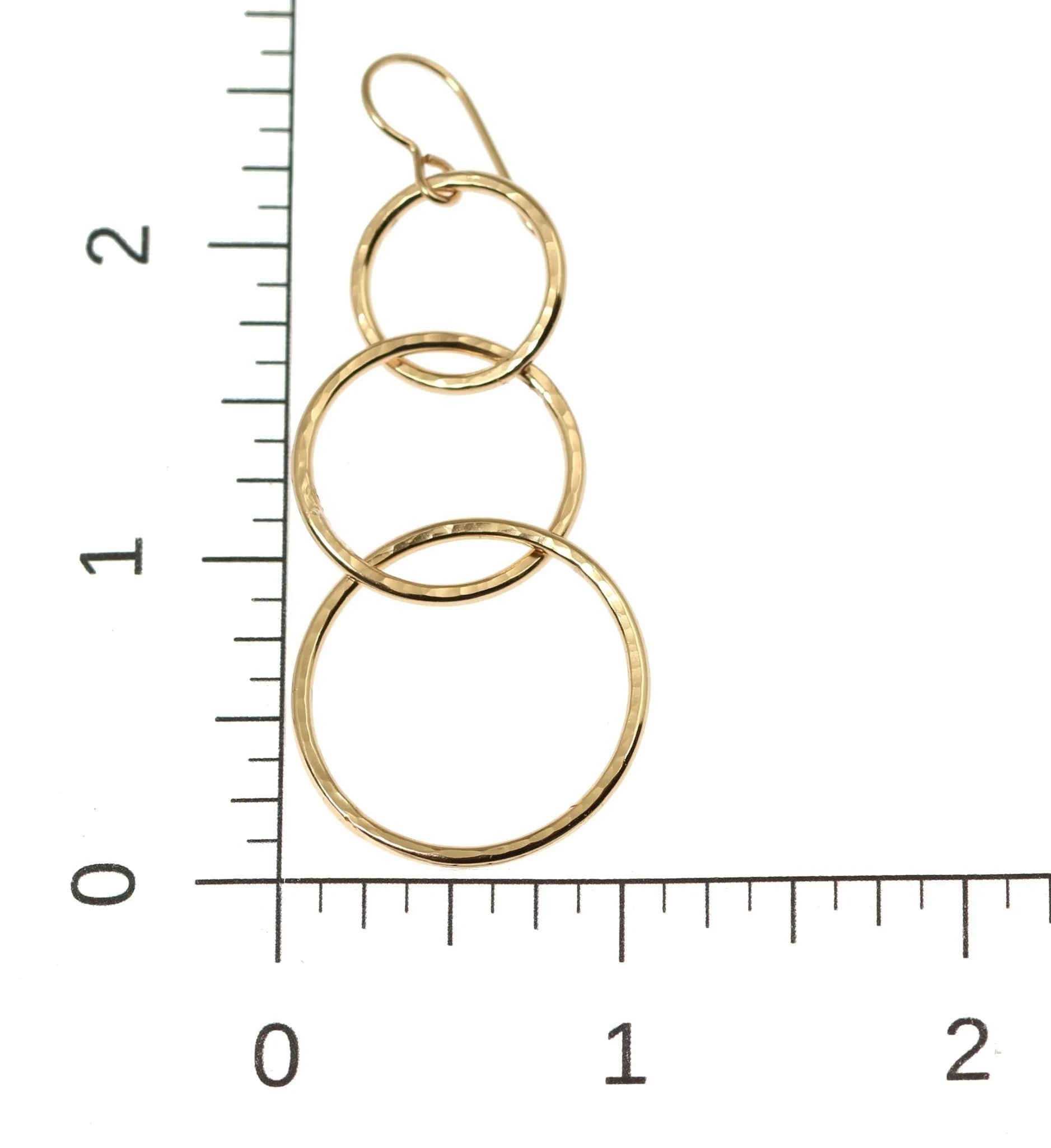Hammered Bronze Three Tiered Dangle Earrings