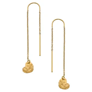 Hammered Heart Thread Thru Earrings
