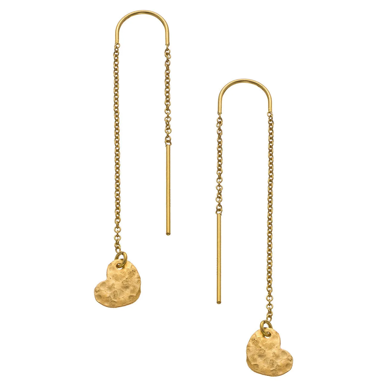 Hammered Heart Thread Thru Earrings